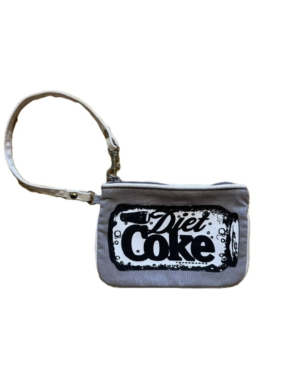 Diet Coke Gray Canvas Wristlet Purse, Recycled Bottles, Coca-Cola Memorabilia